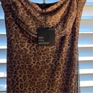 Women’s lace See You Monday Brown Animal Print Dress
